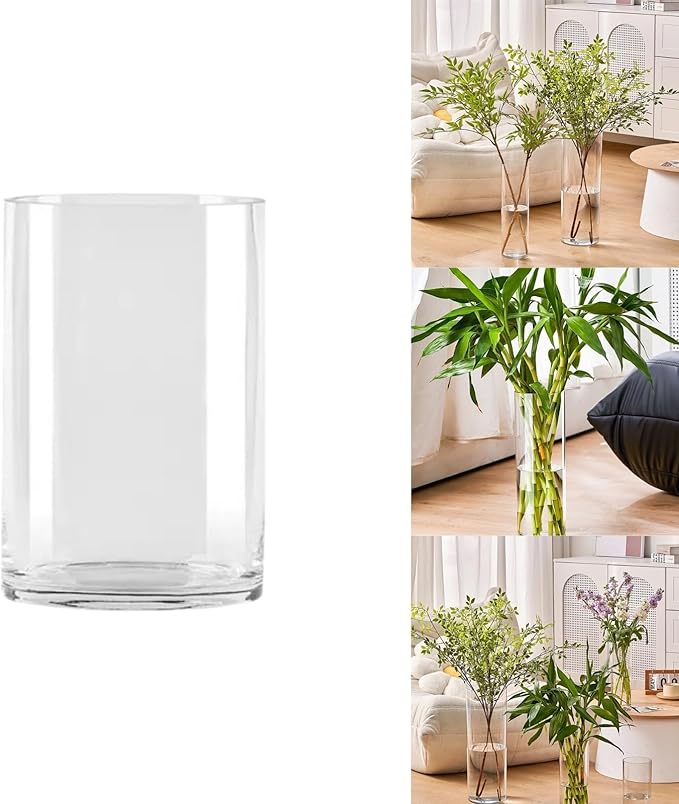 Clear Acrylic Decorative Vase for Flower Arrangements, Break-Resistant Tall Cylinder Vase for Wedding Centerpieces, Unbreakable Modern Plastic Vase for Home Decor
