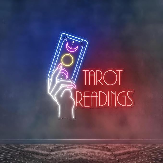 Tarot Readings Neon Sign, Astrology Tarot Sign, Tarot Cards Reading, Psychic Tarot Light, Fortune Teller Sign for Tarot Hall Card Studio Bedroom Shop Decoration Girls Room Gaming Room Party