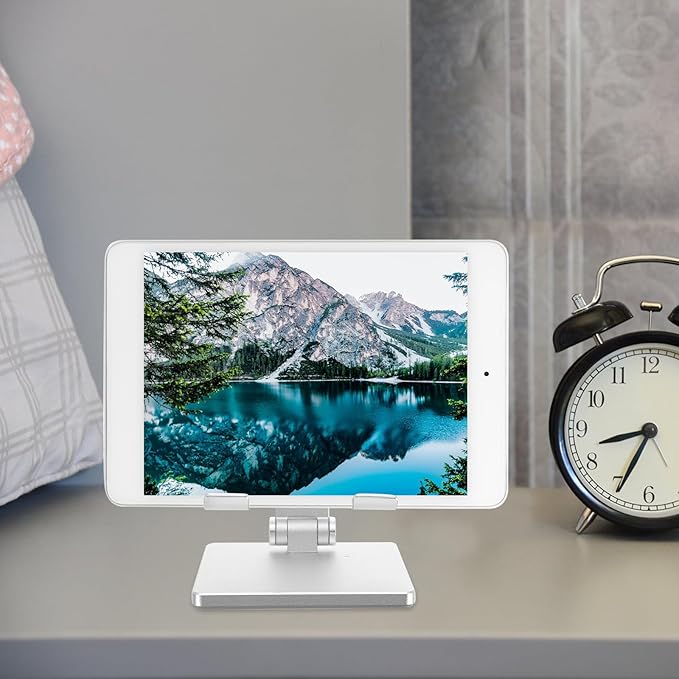 HOLIDYOYO Adjustable Aluminum Alloy Tablet Holder and Laptop Stand for Desk, Foldable Multi-Angle Tablet Stand Compatible with Ipad, Portable Desktop Holder for Home and Office Use