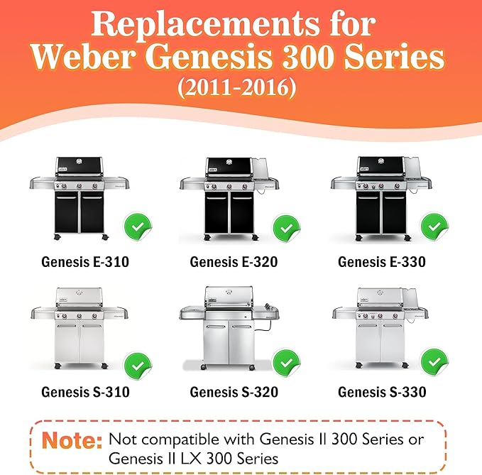 KATEEDY Heat Deflectors for Weber Genesis 300 Series Grills,Compatible with Genesis E310 E320 E330 S310 S320 S330 - Replacement Parts for Weber 7620 7621 7622 65055, 17.5 inch Heat Shield Plates