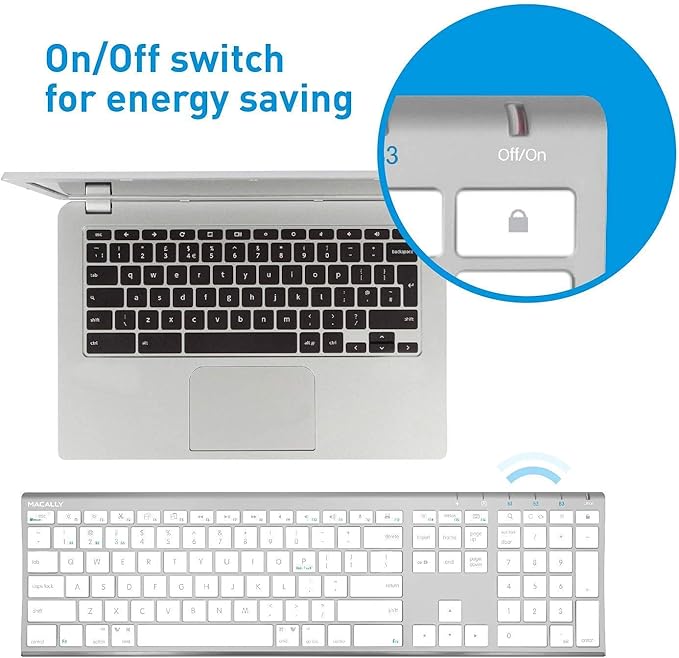 Macally Wireless Bluetooth Keyboard, Wireless Bluetooth Mouse, and a Sleek Laptop Stand, The