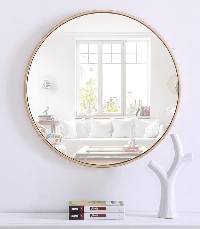 Elegant Decor Eternity 28" Round Metal Frame Mirror in Black