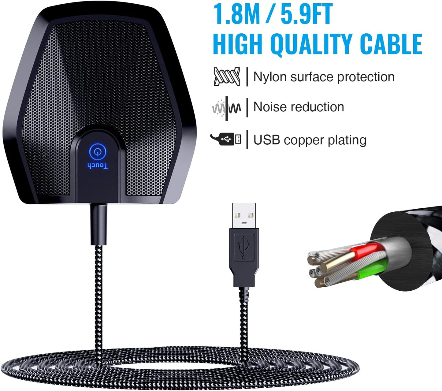TONOR USB Conference Microphone - Omnidirectional Condenser Mic for Video Calls & Recording | Compatible with Mac & Windows