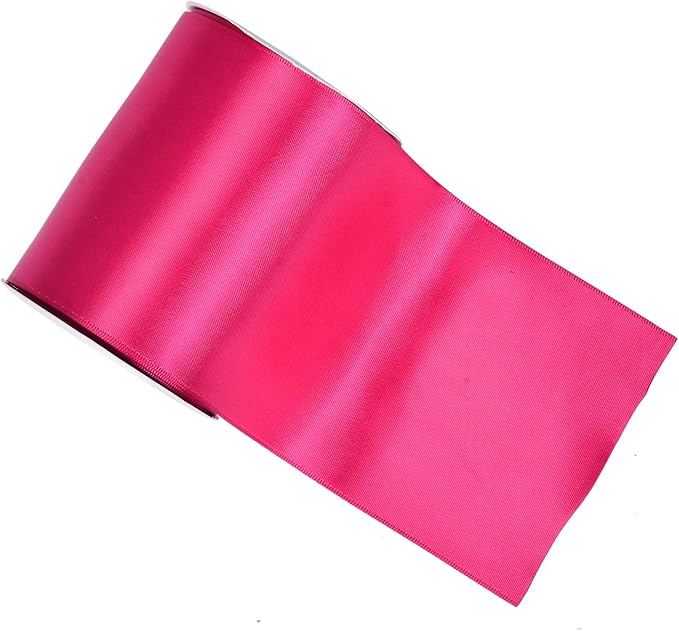 YAMA Hot Pink Double Faced Satin Ribbon, 4 Inch 5 Yards, Great for Crafts Bows Flower Bouquet Wedding Home Decor Gift Wrapping
