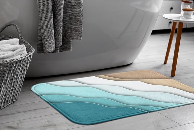 Britimes Bath Mat for Bathroom Abstract Beach Washable Floor Rug Carpets Floor Mat Bathroom Decorations 16x24 inches for Kitchen Bedroom Indoor