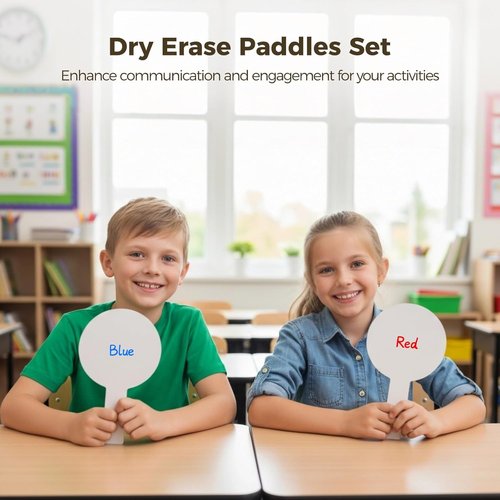 Dry Erase Paddles Set by [Brand Name] - 100 Double-Sided Classroom Boards with 8 Markers | Lightweight 8.7 x 5.1 in