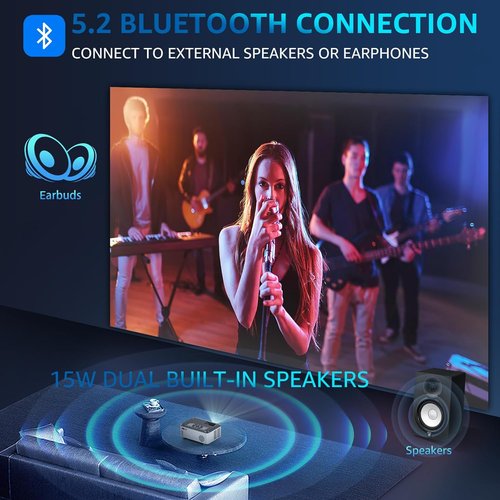 Pericat 200 ANSI 1080P HD Movie Projector - WIFI & Bluetooth | Outdoor Use with 100” Screen & Built-in 15W Speaker