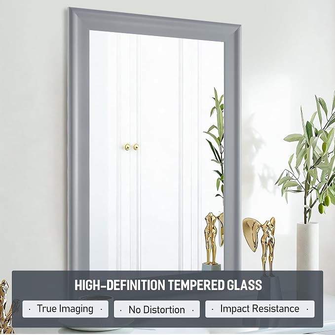 Bathroom Mirror for Wall,Rectangle Rustic Gray 24 x 36 inch Hanging Vanity Mirrors for Living Room,Bedroom,Entryway