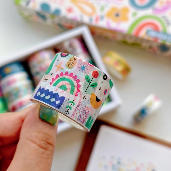 Bomichi 38 Rolls Washi Tape, Aesthetic Colored Decorative Cute Scrapbook Tape for Scrapbooking Supplies Journaling Craft Junk Journal