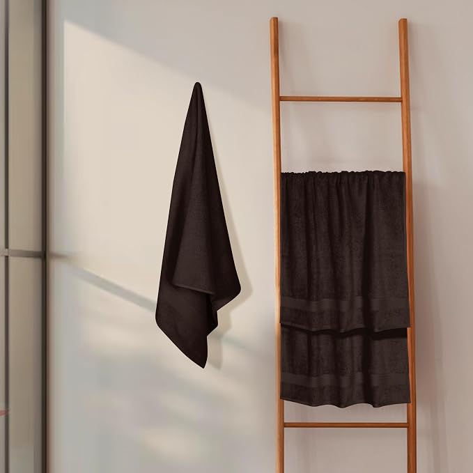 GLAMBURG Premium Cotton 4 Pack Bath Towel Set - 100% Pure Cotton - 4 Bath Towels 27x54 - Ideal for Everyday use - Ultra Soft & Highly Absorbent - Chocolate Brown