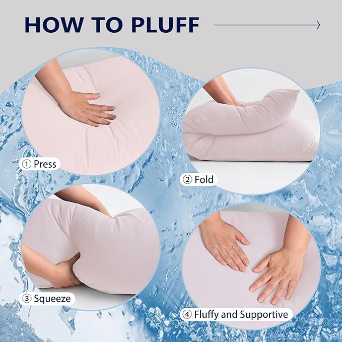DOWNCOOL Large Body Pillow Insert with Cooling Cover - Soft Long Bed Pillow for Summer - Breathable Full Body Pillow for Adults - 20x54 inch (Pink, with Cover)