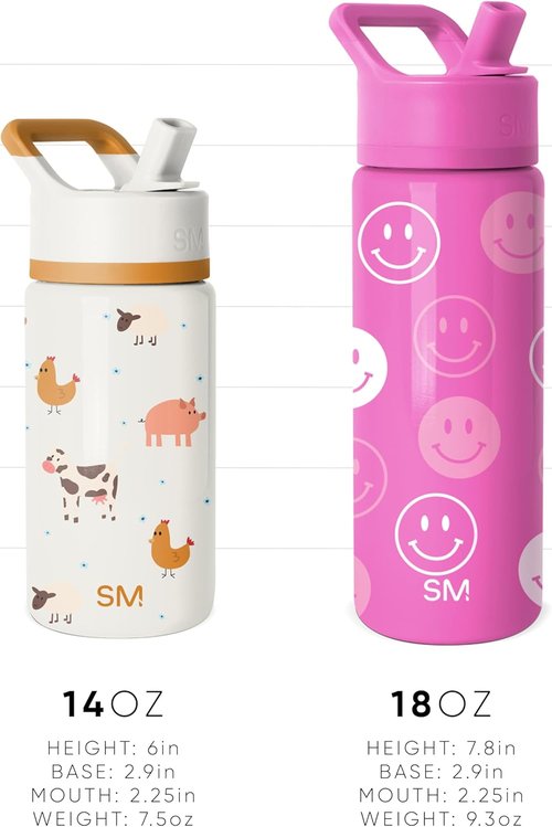 Simple Modern Kids Summit Water Bottle - 14oz Insulated Stainless Steel Tumbler with Straw Lid | Confetti Design