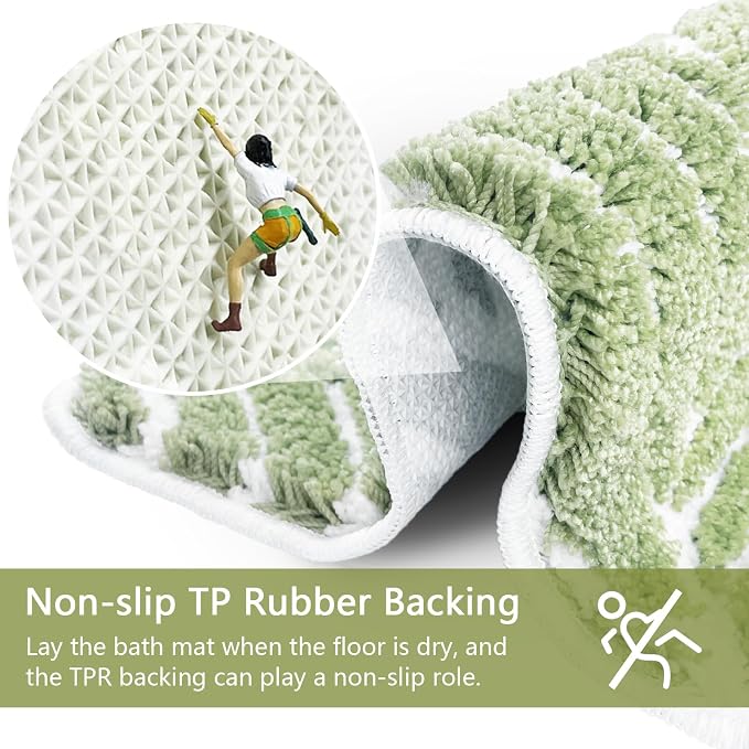 Sage Green Toilet Rug U Shaped Washable Mat for Bathroom Floor 24x20 Non Slip Washable Bathroom Rugs Around Toilet Rug Bath Mat