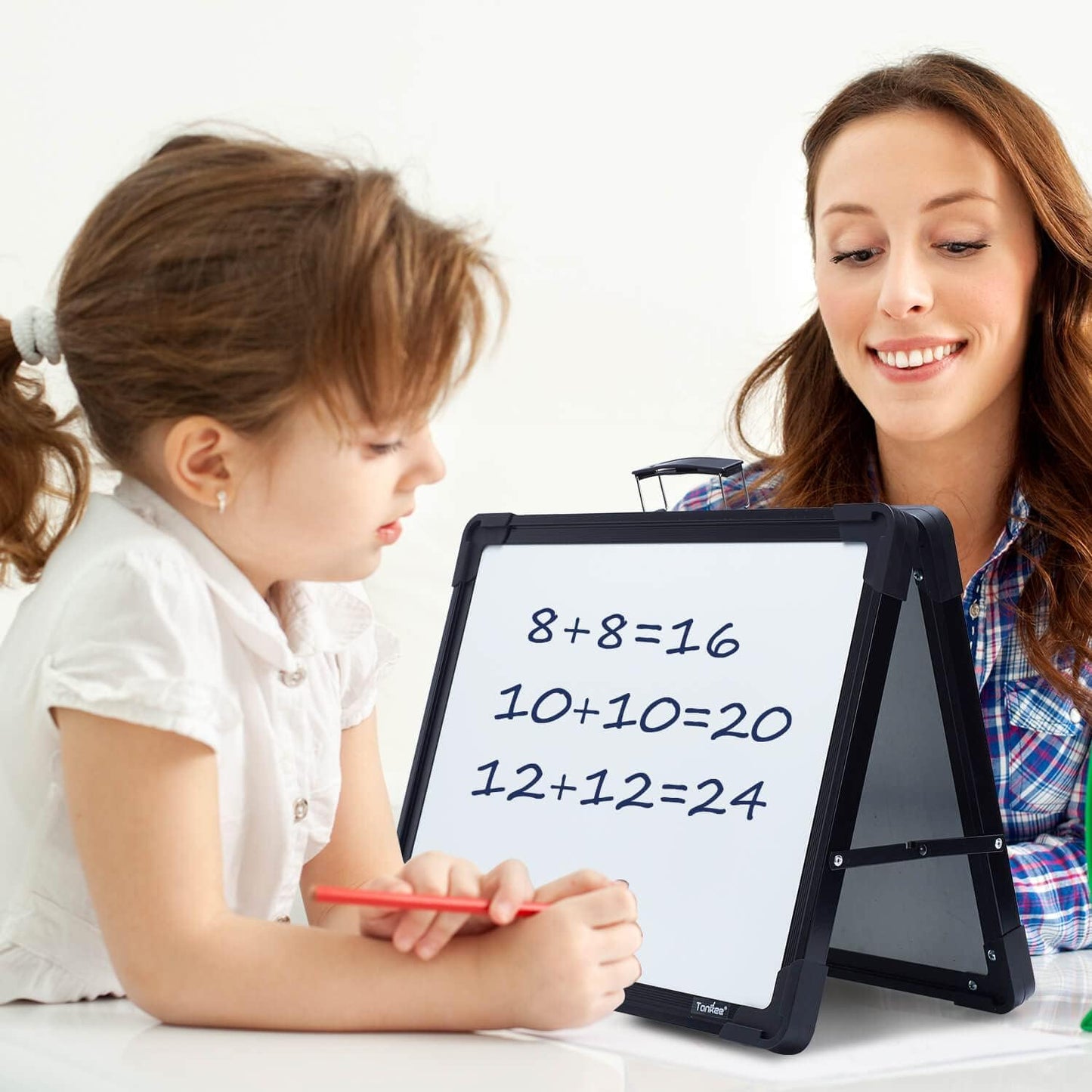TANKEE Magnetic Dry Erase Whiteboard - Portable Double-Sided Mini Easel for Drawing & Teaching | Desktop Holder