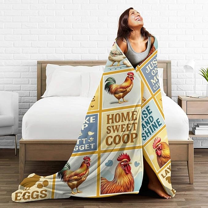 Chicken Blanket Rooster Throw Blanket Farm Animal Soft Cozy Fleece Fuzzy Stuffed Plush Flannel Gifts for Girls Women Boys Kids Adults 40''x50''