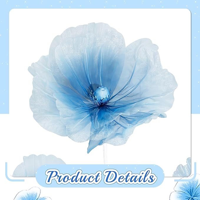 Giant Flowers for Decoration with Stand 5.57FT Blue Large Fake Flowers Big Faux Silk Floral for Outdoor Party Ceremony Reception Photography Props Mall Display