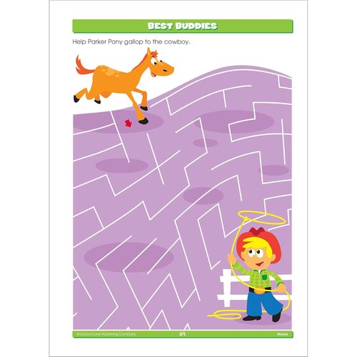 School Zone Mazes Workbook - Engaging Maze Puzzles for Preschool to 1st Grade | 64 Pages, Ages 4-6