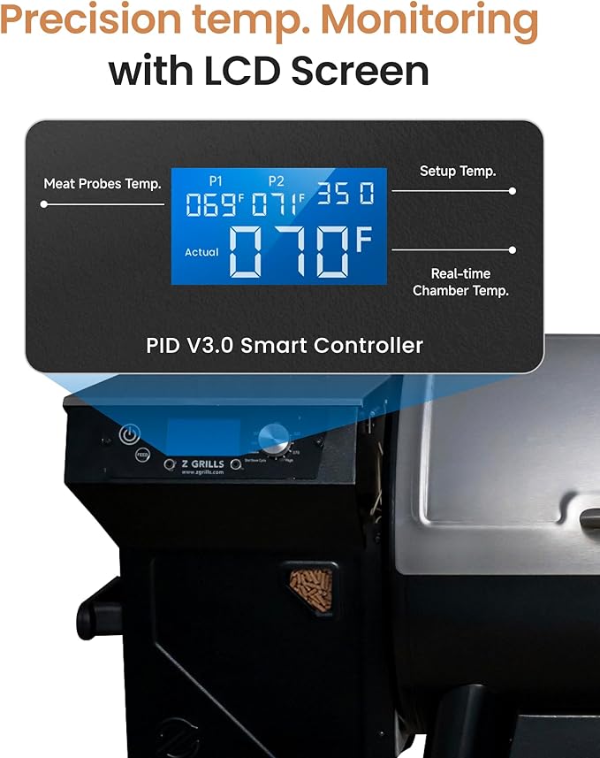 Z GRILLS Wood Pellet Grill Smoker with PID 3.0 Controller, 459 SQ.IN, 450°F Max Temperature, 8 in-1 BBQ Grill, LCD Screen, Meat Probes, Rain Cover, Backyard Camping Bake and Roast, 450E