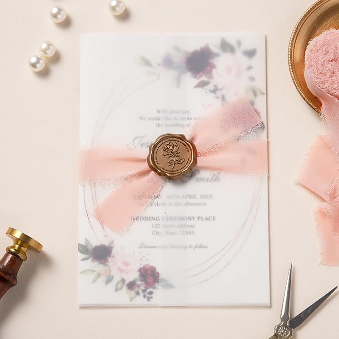 DORIS HOME Blush Pink Chiffon Ribbon for Flower Bouquet, 1" x21Yd Fabric Ribbon for Gift Wrapping, Handmade Frayed Ribbon for Wedding Invitations/Christmas Decorations