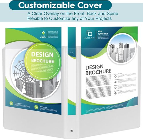 Economy 3-Ring Binders - 1 Inch Round Rings, 200 Sheet Capacity, ClearVue Presentation - White (24 Pack)