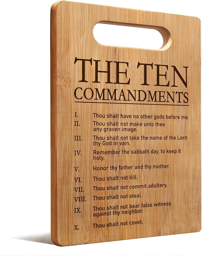 Lacama Christian Cutting Board Kitchen Gifts for Women，Christmas Birthday Bible Gift for Women, Inspirational Gift for Woman the Ten Commandments Religious Gifts for Her, Mom, Sister, Friends