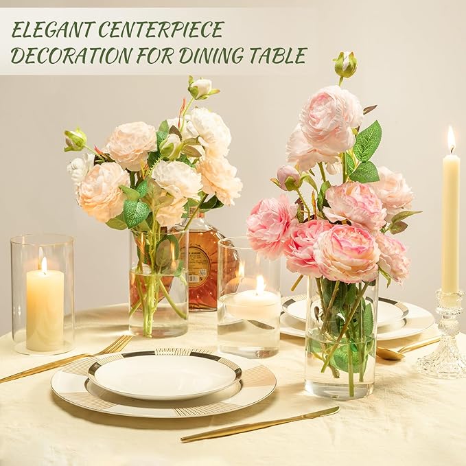 DYMFADFB 12pcs Glass Cylinder Vases for Centerpieces - 6 Inch Tall Flower Vase for Wedding Decorations, Clear Glass Flower Vases Floating Candle Holder for Table Centerpiece Wedding Home Décor
