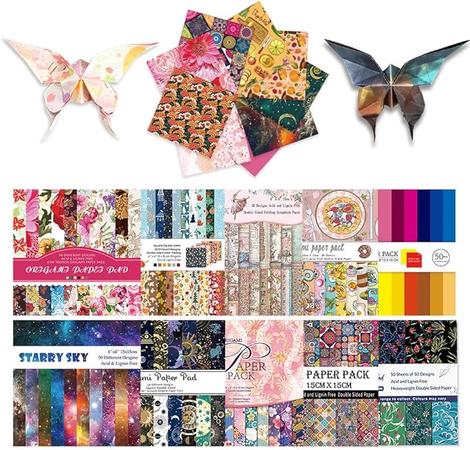 10 Different Packs Full Collection Origami Paper Kit 6 Inch Square Double Sided Color Vivid Colors Creation Easy Fold Paper Set Hand Crafts Paper Arts Creativity