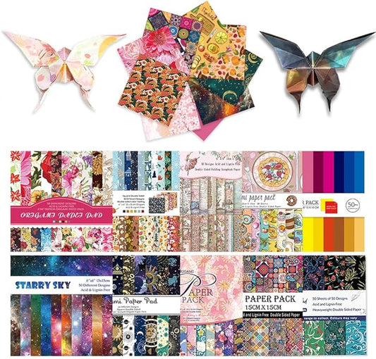 10 Different Packs Full Collection Origami Paper Kit 6 Inch Square Double Sided Color Vivid Colors Creation Easy Fold Paper Set Hand Crafts Paper Arts Creativity
