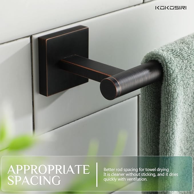 KOKOSIRI Bathroom Towel Bar Hand Towel Holders Wall Mount Toilet Kitchen Cabinet Paper Holder Stainless Steel Bath Accessories Oil Rubbed Bronze 2 Pack, B3008ORB-P2