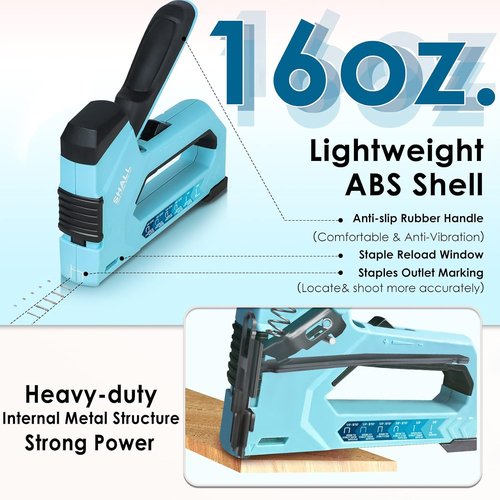 SHALL Heavy Duty 6-in-1 Staple Gun - Versatile Upholstery Stapler with 4000 Staples | Ideal for Wood, Crafts, and Furniture