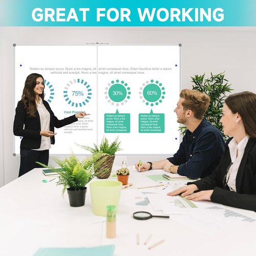 JILoffice Large Dry Erase Whiteboard - 60x40 Inches, Magnetic with Silver Aluminum Frame | Wall-Mounted for Office, Home & School
