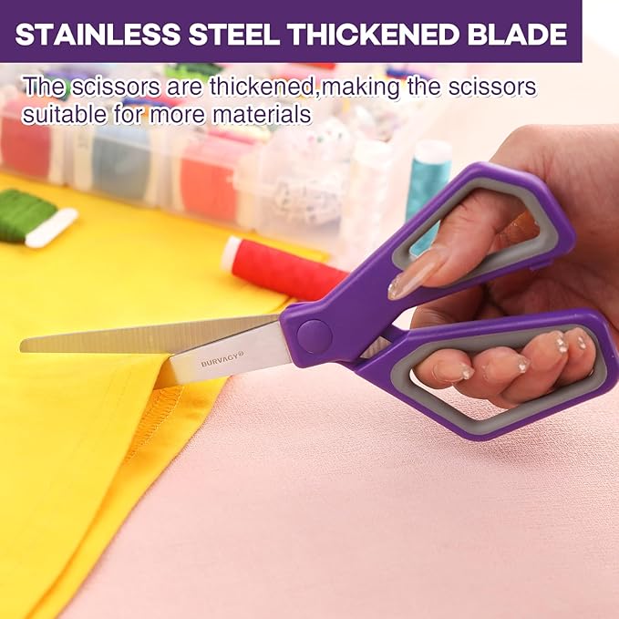 BURVAGY 30Pack 8" Scissors All Purpose, Heavy Duty Scissors with Ultra Sharp Blades Comfort Grip Handles - For Office Home School Sewing Fabric Crafts, High/Middle School Student Teacher Scissor