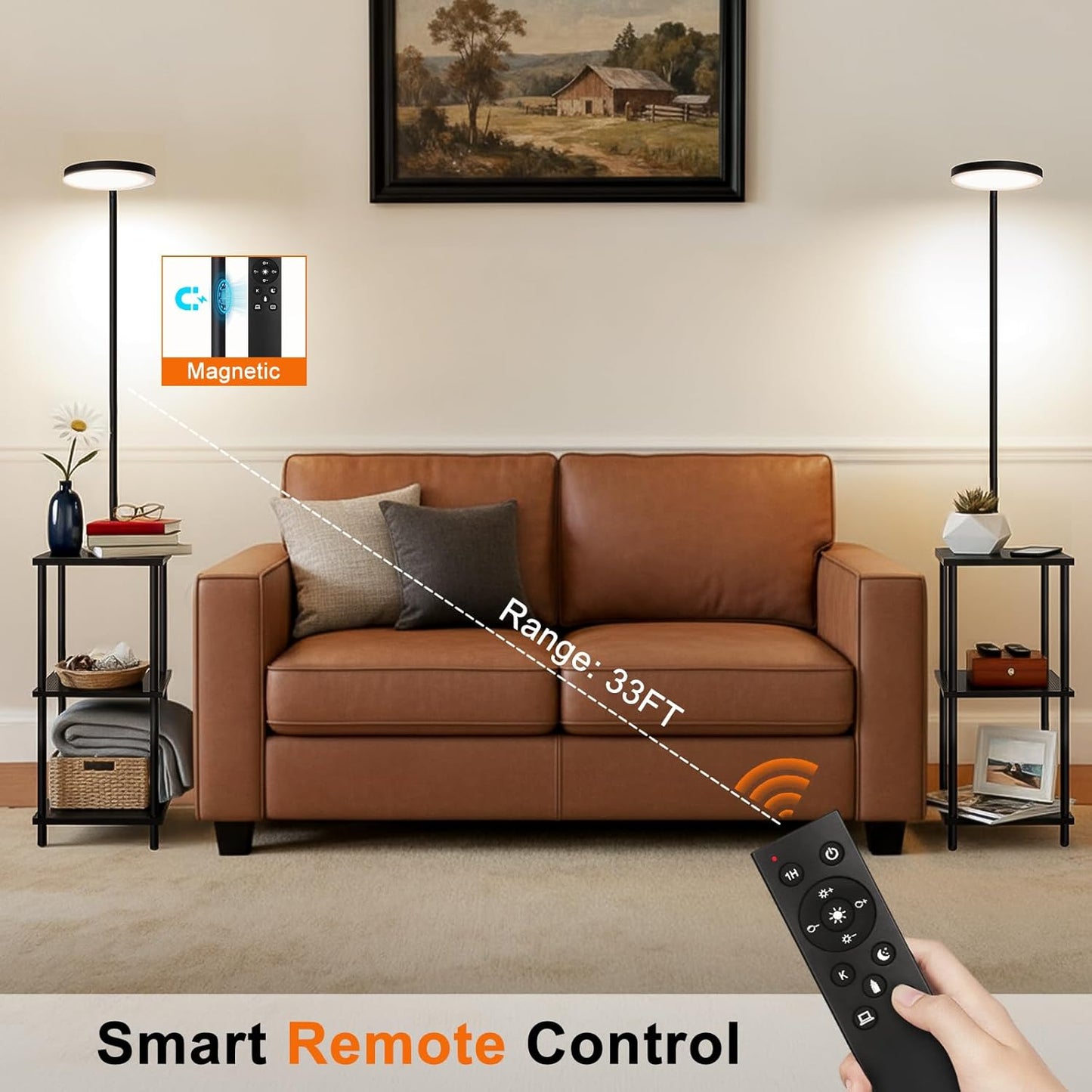 **Skiennix LED Floor Lamp - 25W Super Bright with Remote & Dimmable Feature | 350° Rotating Head for Living Room & Bedroom**