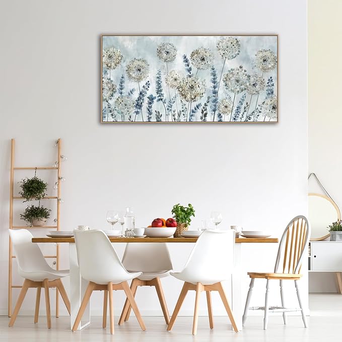 VEAEE Farmhouse Canvas Wall Art - Flowers Dandelion Wall Pictures,Living Room Decor,Nature Artwork Prints Abstract Grass Paintings for Bedroom Home Office Decoration 20"x40"