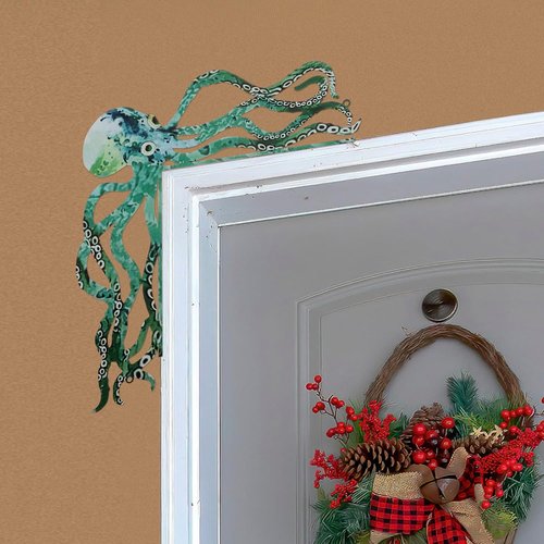 FairySandy Octopus Themed Metal Door Frame Decoration - 11.81 x 10.43 Inches | Gothic Style Home Decor
