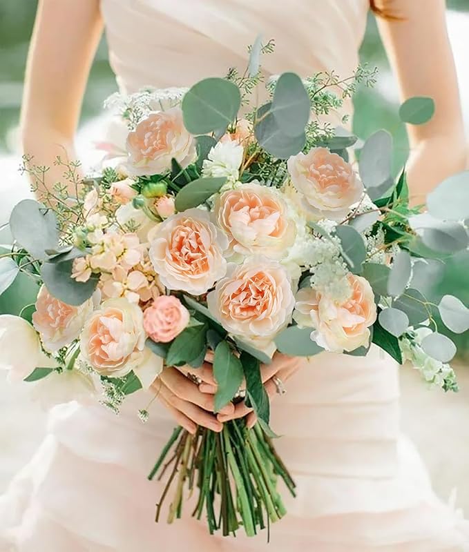 IPOPU Champagne Fake Peonies Artificial Ranunculus Flowers 6pcs 18Heads Champagne Silk Flowers 20.47" Artificial Flowers Bulk for Faux Floral Arrangements Home Table Decor
