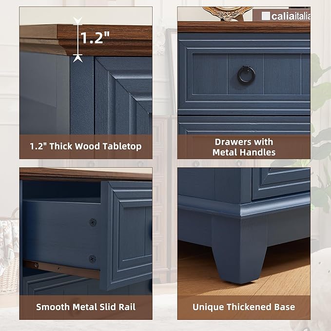 Farmhouse 5 Drawer Dresser for Bedroom Set of 2, 42" Tall Small Dressers & Chest of Drawers, Rustic Wood Dresser with Metal Handle, Storage Organizer Closet for Living Room, Hallway,Entryway