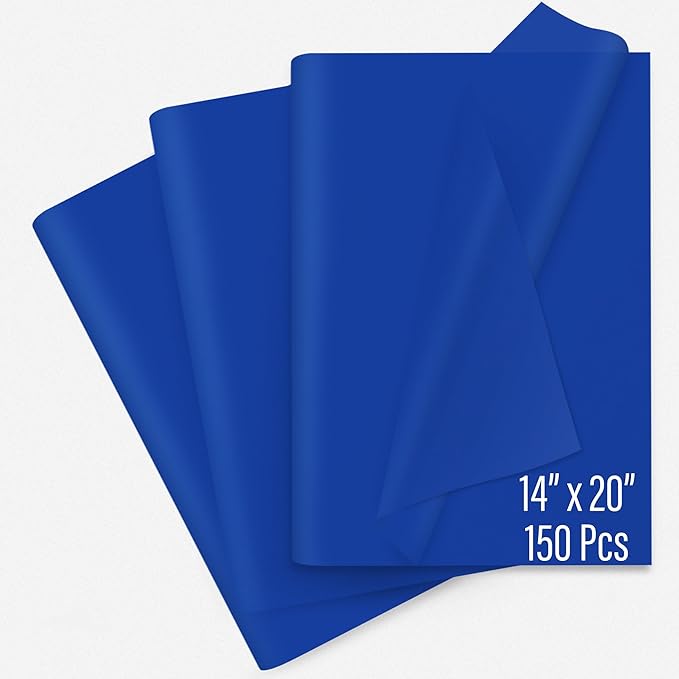 SANZIX 150 Sheets Blue Tissue Paper for Gift Bags Bulk 14x20 Inch- Blue Christmas Tissue Paper Sheets for Elegant Gift Wrapping, Bouquet, Baby Shower, Christmas Gifts, DIY, Holiday & Xmas Decorations