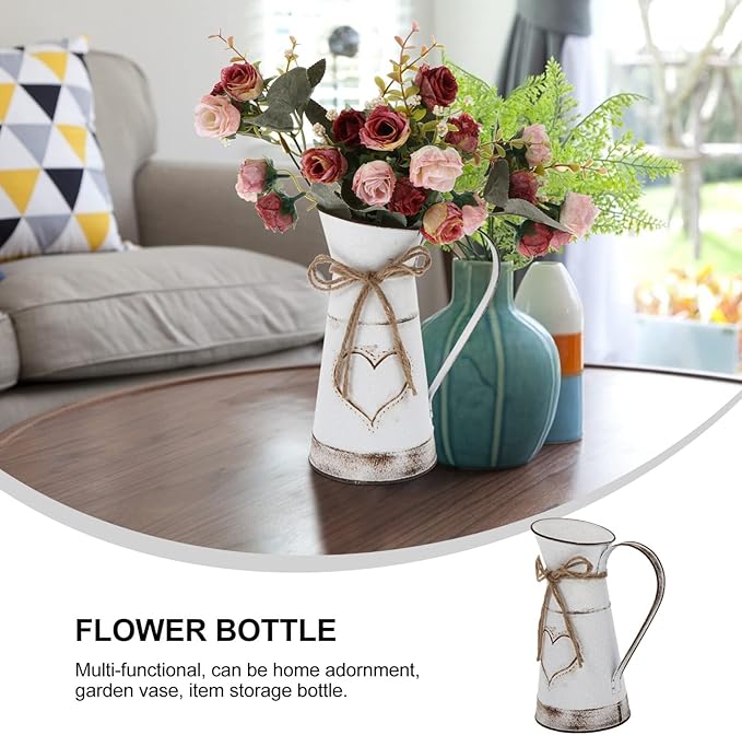 BESTonZON Decorative Metal Iron Flower Vase for Rustic Floral Arrangements Heart-Shaped Design for Home Decor Weddings and Garden Centerpieces