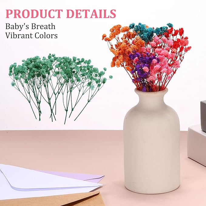 PATIKIL Mini Dried Gypsophila Flower Kit, 30Pcs 4 Inch Light Blue Natural Pressed Floral Bundles with Tweezer for DIY Resin Crafts Gift Wedding Christmas Card Decor Flower Bouquets