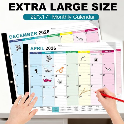 AgePlace Extra-Large 2026-2027 Desk Calendar - 22" x 17" Monthly Planner for Home & Office