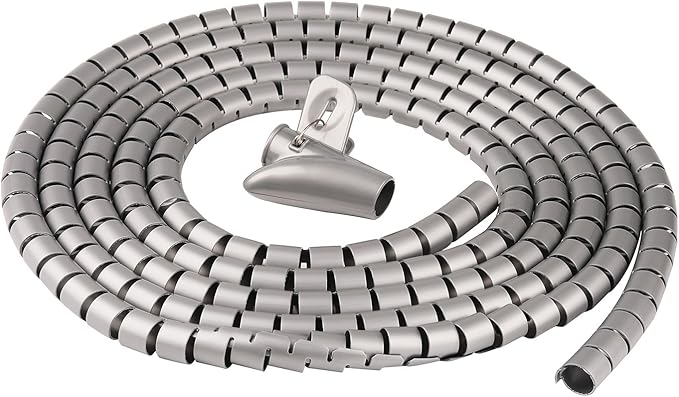 Cable Sleeve Organizer 118inch Coiled Tube Cable Cable Management Sleeve for Home Office PC TV Silver