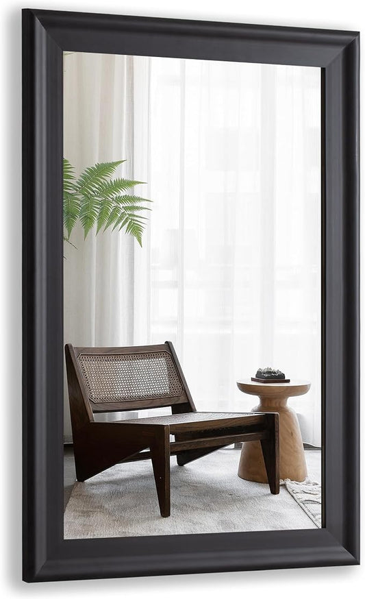 CULER Black Wood Wall Mirror for Bathroom,Rectangle Rustic Large 30 x 48 inch Hanging Vanity Mirrors with Wooden Frame for Living Room,Bedroom,Entryway