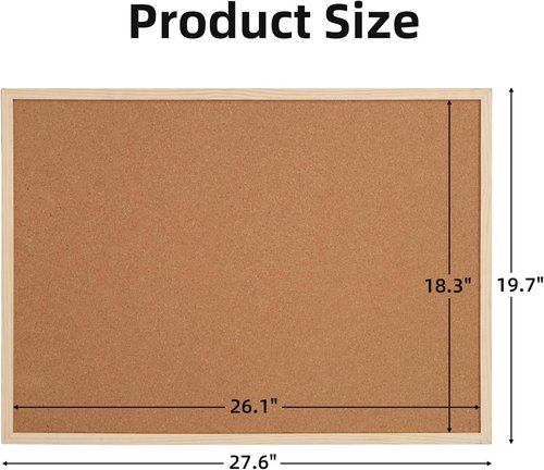 Cork Board Combo | 20” x 28” Double-Sided Whiteboard & Cork Board with Wooden Frame for Home & Office