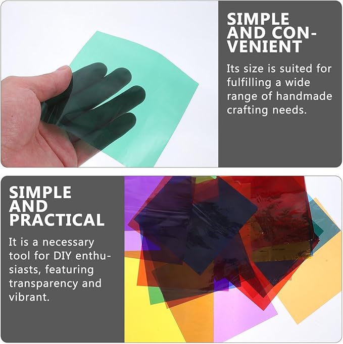 SOLUSTRE 84 Sheets Colored Cellophane Sheets Colors Multi-colored Transparent Wrapping Film for DIY Crafts Candy Handmade Decorations
