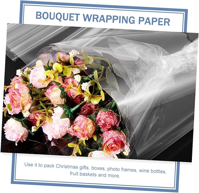 Holibanna Cellophane Wrap Film DIY Floral Wrapping Material for Flower Bouquets Transparent Opp Packaging for Crafts and Seasonal Decorations