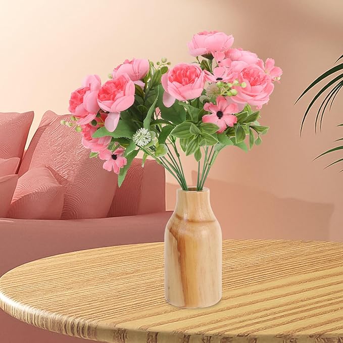 Wooden Flower Vase for Dried Plants Decorative Plant Pot Rustic Home Decor Centerpiece for Dining Table Office Bookshelf Wedding and Living Arrangement