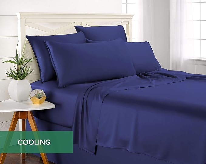 Pure Bamboo Full Sheets, Genuine 100% Organic Viscose Derived from Bamboo Bed Sheet Set, Luxuriously Soft & Cooling, Double Stitching, 2 Year Quality Promise (Full, Cobalt Blue)