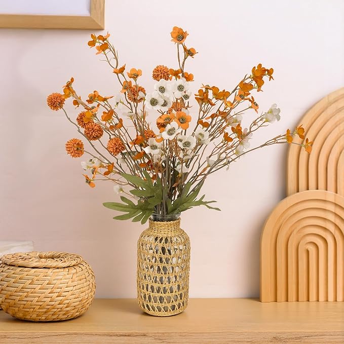 10-Pack Artificial Flowers UV Resistant & Waterproof, Lifelike Faux Flowers Bouquet for Home Decor, Bendable Stems for Indoor Outside Patio Garden, No Maintenance Fade-Proof Centerpiece