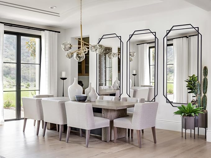Black 60"x30.5" Full Length Wall Mirror, Large Bathroom Rectangular Mirror with Metal Modern Octagonal Frame, for Entryway,Living Room, Dining Room